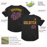 Personalized Black Purple Gold Baseball Jersey - Authentic Throwback Mesh Style Personalized Black Purple-Gold Mesh Authentic