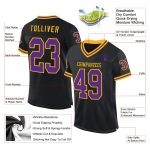 Custom Team Football Jersey - Personalized Black Purple-Gold Mesh Authentic Throwback with Name and Number Personalized Black