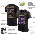 Personalized Black Purple Gold Football Jersey for Men and Women - Customizable Mesh 2 Personalized Black Purple-Gold Mesh