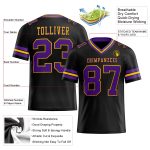 Custom Black Purple Gold Mesh Football Jersey for Men and Women Personalized Black Purple-Gold Mesh Football Jersey 3