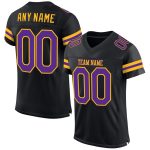 Custom Black Purple Gold Mesh Football Jersey Personalized Design Personalized Black Purple-Gold Mesh Football Jersey