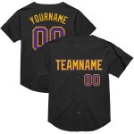 Personalized Black Purple Gold Baseball Jersey - Throwback Mesh Style 2 Personalized Black Purple-Gold Mesh Throwback Baseball