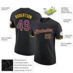 Custom Performance T-Shirt with Name and Number - Black Purple-Gold Team Shirt Personalized Black Purple-Gold Performance