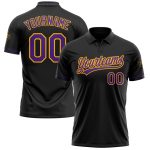 Personalized Performance Golf Polo Shirt in Black Purple Gold Personalized Black Purple-Gold Performance Vapor Golf Polo