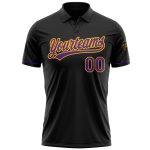 Personalized Performance Golf Polo Shirt in Black Purple Gold Personalized Black Purple-Gold Performance Vapor Golf Polo