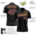 Custom Name Number Golf Polo Shirt Personalized Black Purple Gold Performance Personalized Black Purple-Gold Performance