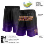 Personalized Fashion Basketball Shorts - Black Purple Gold Pinstripe Fade Personalized Black Purple-Gold Pinstripe Fade Fashion