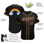 Personalized LGBT Pride Rainbow Baseball Jersey - Black Purple Gold Design Personalized Black Purple-Gold Rainbow For Pride