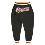 Personalized Sports Pants in Black Purple and Gold - Custom Activewear Trousers Personalized Black Purple-Gold Sports Pants