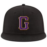 Custom Name Number Snapback Hat Adjustable Black Purple Gold Stitched Personalized Team Cap Personalized Black Purple-Gold