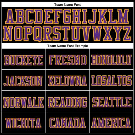 Custom Black Purple-Gold Cuffed Knit Hat with Personalized Name and Number - Team Apparel Personalized Black Purple-Gold