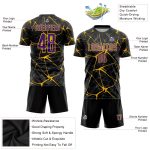 Personalized Purple Gold Soccer Jersey - Custom Black Sublimation Uniform 2 Personalized Black Purple-Gold Sublimation Soccer