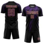 Custom Black Purple Gold Soccer Jersey - Personalized Sublimation Uniform Personalized Black Purple-Gold Sublimation Soccer