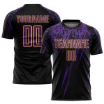 Custom Black Purple Gold Soccer Jersey - Personalized Sublimation Uniform Personalized Black Purple-Gold Sublimation Soccer