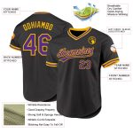 Custom Black Purple Gold Throwback Baseball Jersey - Personalized Sports Apparel Personalized Black Purple-Gold Throwback