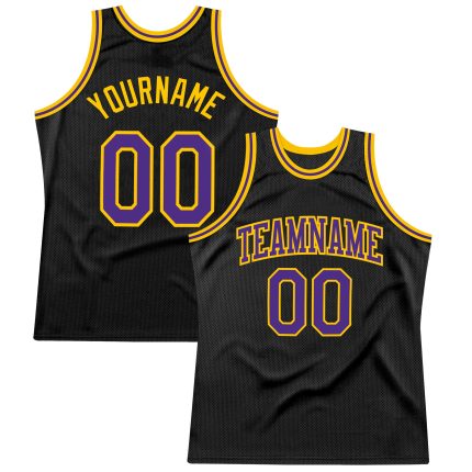 Custom Black Purple-Gold Throwback Basketball Jersey for Men and Women Personalized Black Purple-Gold Throwback Basketball