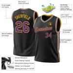 Personalized Black Gold Purple Throwback Basketball Jersey - Custom 3 Personalized Black Purple-Gold Throwback Basketball