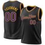 Custom Black Purple-Gold Basketball Jersey for Men - Throwback Style #4 Personalized Black Purple-Gold Throwback Basketball