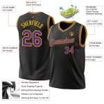 Custom Black Purple-Gold Basketball Jersey for Men - Throwback Style #4 Personalized Black Purple-Gold Throwback Basketball