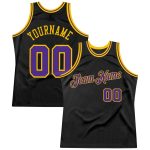 Custom Black Purple Gold Throwback Basketball Jersey - Personalized Design Personalized Black Purple-Gold Throwback Basketball