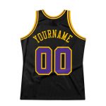 Custom Black Purple Gold Throwback Basketball Jersey - Personalized Design Personalized Black Purple-Gold Throwback Basketball