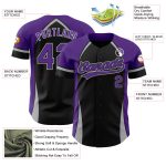 Personalized 3D Curve Solid Baseball Jersey in Black Purple-Gray Personalized Black Purple-Gray 3D Curve Solid Baseball Jersey
