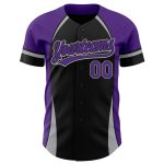 Personalized 3D Curve Solid Baseball Jersey in Black Purple-Gray Personalized Black Purple-Gray 3D Curve Solid Baseball Jersey