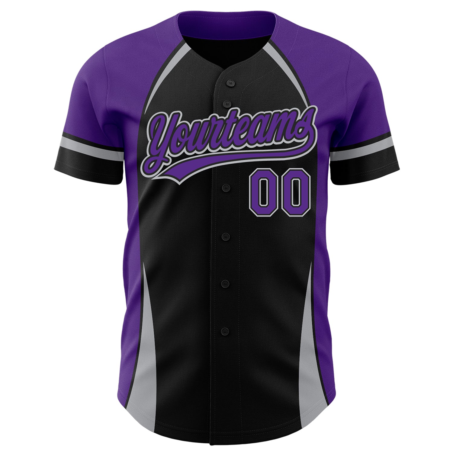 Personalized Black Purple-Gray 3D Curve Solid Baseball Jersey Personalized 3D Curve Solid Baseball Jersey in Black Purple-Gray Personalized Black Purple-Gray 3D Curve Solid Baseball Jersey - Image 2