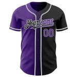 Custom Gradient Baseball Jersey - Personalized Black Purple-Gray Team Name and Number Personalized Black Purple-Gray Authentic
