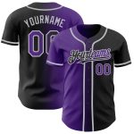 Custom Gradient Baseball Jersey - Personalized Black Purple-Gray Team Name and Number Personalized Black Purple-Gray Authentic