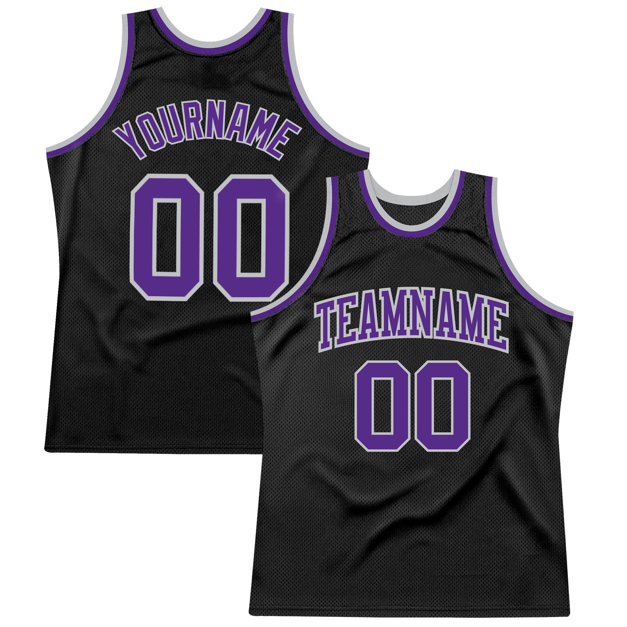 Custom Name and Number Basketball Jersey - Personalized Black Purple-Gray Authentic Throwback Personalized Black Purple-Gray