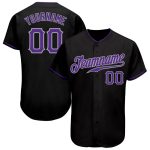 Personalized Black Purple Gray Baseball Jersey for Men and Women Personalized Black Purple-Gray Baseball Jersey