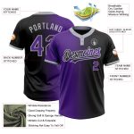 Personalized Unisex Softball Jersey Black Purple-Gray Gradient Two-Button Stylish Design Personalized Black Purple-Gray Gradient