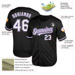 Personalized Black Purple Gray Mesh Baseball Jersey - Authentic Throwback Design Personalized Black Purple-Gray Mesh Authentic