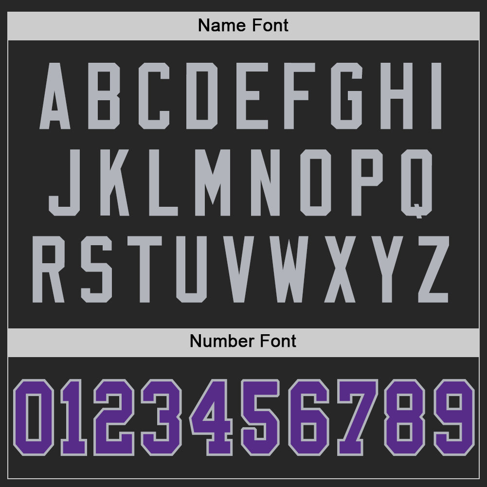 Personalized Black Purple-Gray Mesh Throwback Football Jersey Personalized Black Purple Gray Mesh Football Jersey - Custom Throwback Style Personalized Black Purple-Gray Mesh Throwback - Image 4