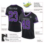 Personalized Black Purple Gray Mesh Football Jersey - Custom Throwback Style Personalized Black Purple-Gray Mesh Throwback