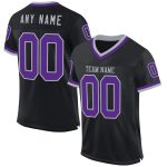 Personalized Black Purple Gray Mesh Football Jersey - Custom Throwback Style Personalized Black Purple-Gray Mesh Throwback