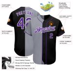 Personalized Black Purple Gray Baseball Jersey - Trendy Split Fashion Design Personalized Black Purple-Gray Split Fashion