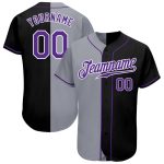 Personalized Black Purple Gray Baseball Jersey - Trendy Split Fashion Design Personalized Black Purple-Gray Split Fashion