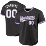 Personalized Black Purple Gray Baseball Jersey - Stylish Throwback Design Personalized Black Purple-Gray Throwback Baseball