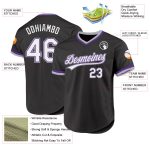 Personalized Black Purple Gray Baseball Jersey - Stylish Throwback Design Personalized Black Purple-Gray Throwback Baseball