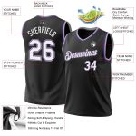 Personalized Black Purple Gray Basketball Jersey for Men and Women - Throwback Style Personalized Black Purple-Gray Throwback