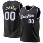 Personalized Black Purple Gray Basketball Jersey for Men and Women - Throwback Style Personalized Black Purple-Gray Throwback