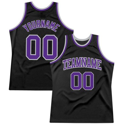 Personalized Basketball Jersey - Black Purple Gray Throwback Design Personalized Black Purple-Gray Throwback Basketball Jersey