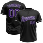 Customizable Unisex Softball Jersey - Personalized Black Purple-Gray Two-Button with Name and Number Personalized Black Purple-Gray