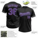 Personalized Unisex Softball Jersey - Black Purple-Gray Two-Button Design Personalized Black Purple-Gray Two-Button Unisex