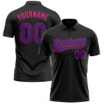 Personalized Performance Vapor Golf Polo Shirt in Black, Purple, Hot Pink Personalized Black Purple-Hot Pink Performance