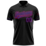 Custom Name Number Black Purple Hot Pink Vapor Golf Polo Shirt - Personalized Performance Apparel Personalized Black Purple-Hot