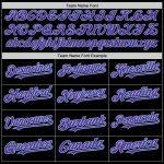 Personalized Black Purple Light Blue Baseball Jersey - 3 Color Arm Shapes Personalized Black Purple-Light Blue 3 Colors Arm