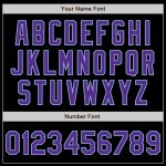 Personalized Black Purple Light Blue Baseball Jersey - 3 Color Arm Shapes Personalized Black Purple-Light Blue 3 Colors Arm